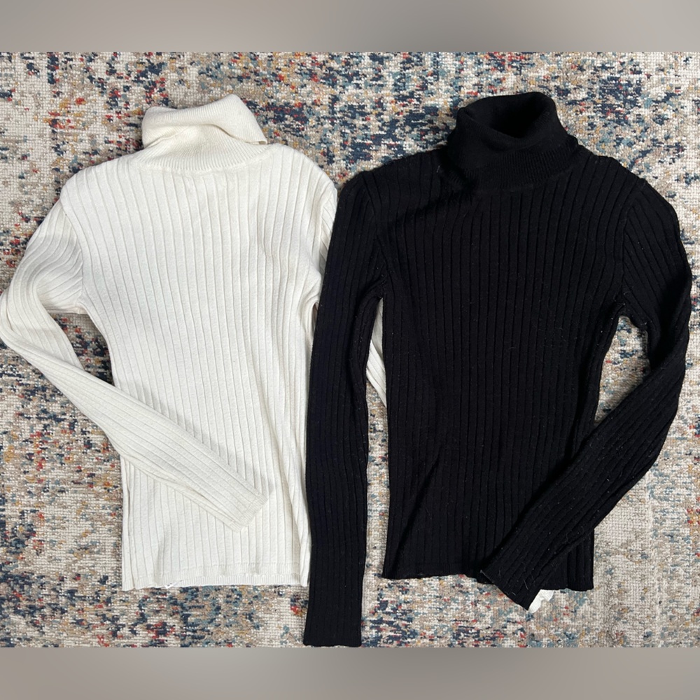 Primark girls turtleneck - Black and Light Biege